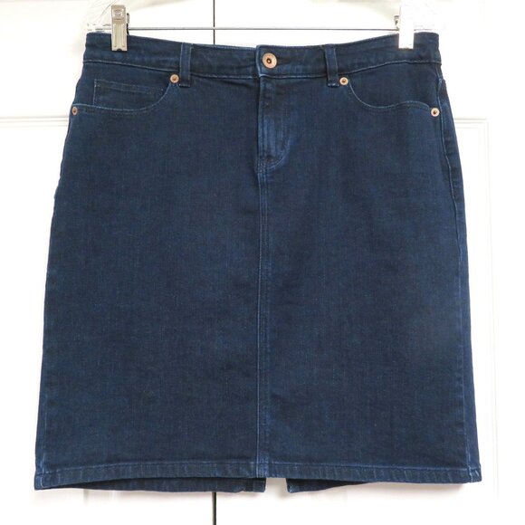 Lands' End 8P Classic 5-Pocket Jean Denim Pencil Skirt - Picture 1 of 3